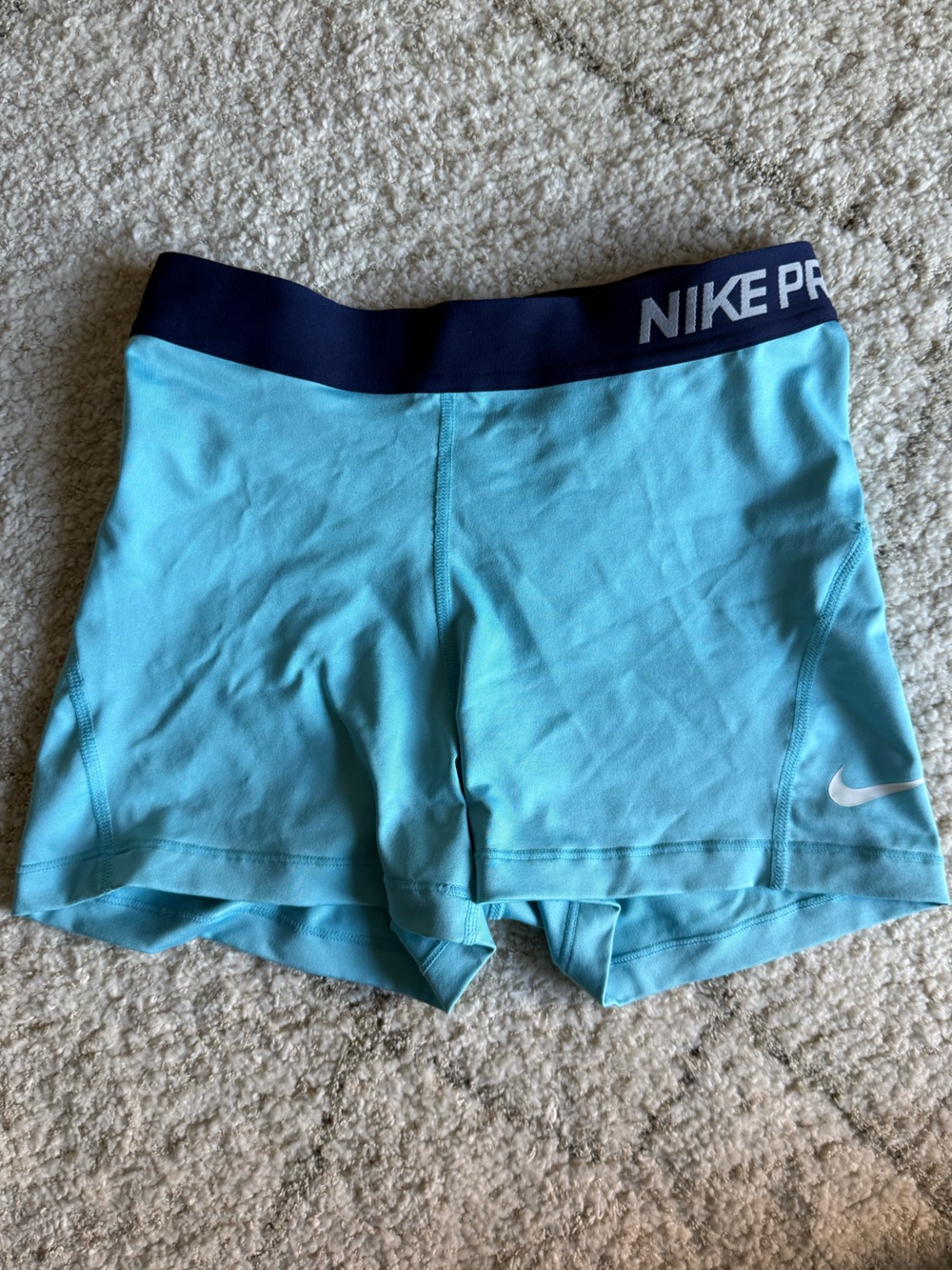 Nike Pro Blue Booty Shorts with Navy Waistband Size M